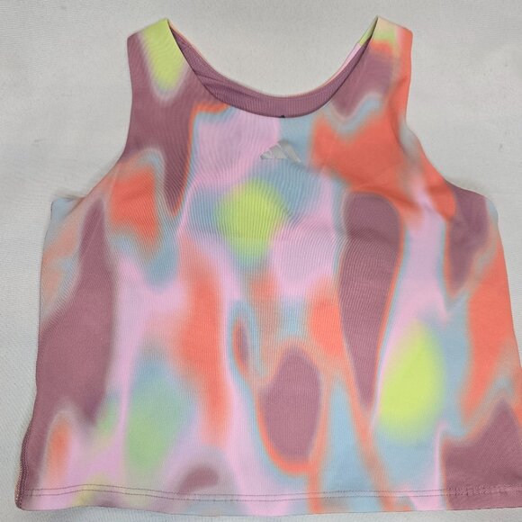 Adidas Girls' Allover Print Tank Bra Wonder Orchid, various sizes, NWT - Picture 1 of 8